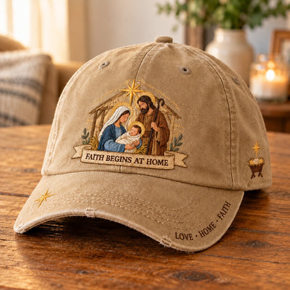 ✝️ ✝️Holy Family Faith Begins At Home Baseball Cap