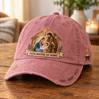 ✝️ ✝️Holy Family Faith Begins At Home Baseball Cap