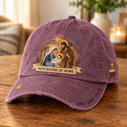 ✝️ ✝️Holy Family Faith Begins At Home Baseball Cap