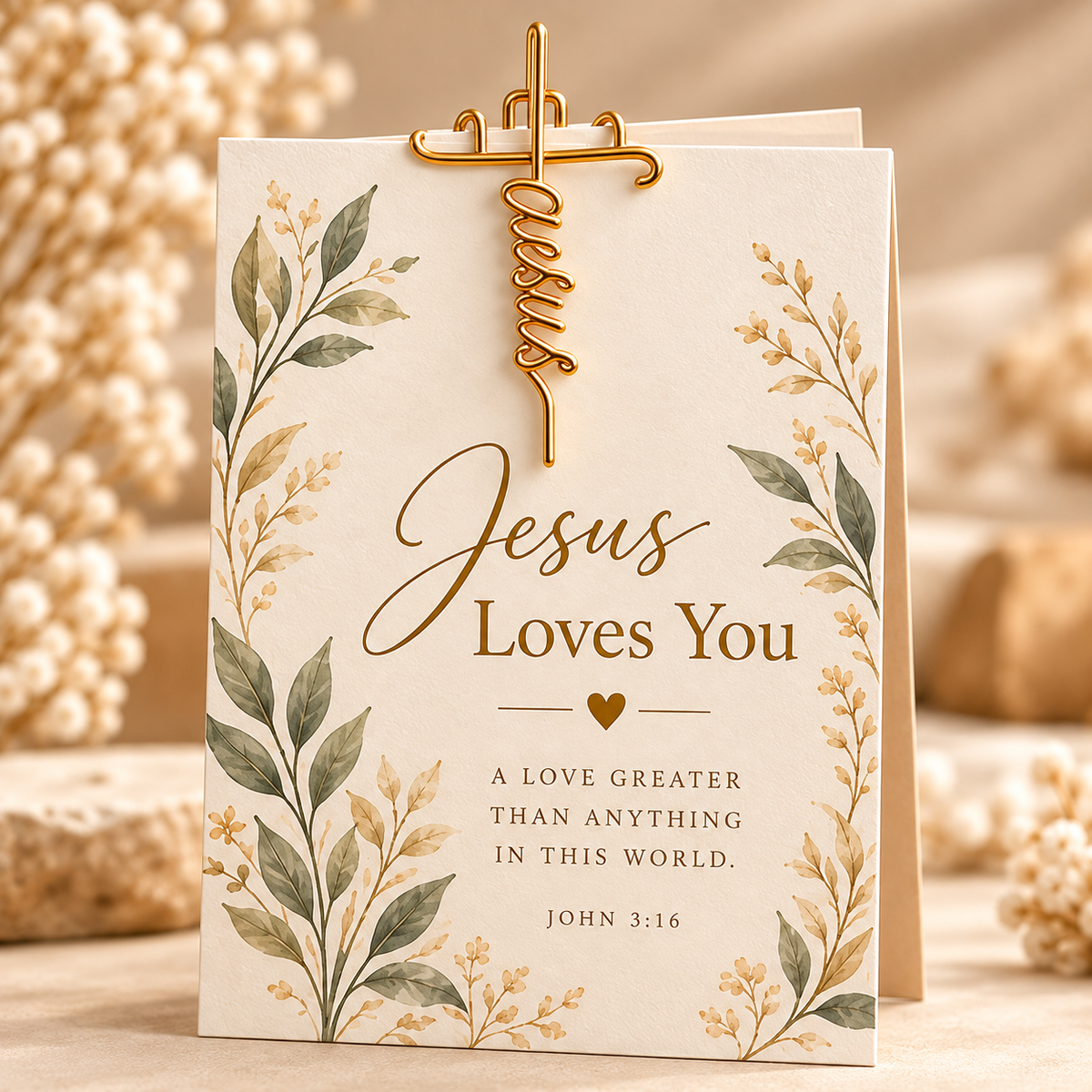 Faith-Inspired Christian Greeting Cards with Gold Scripture Paper Clips