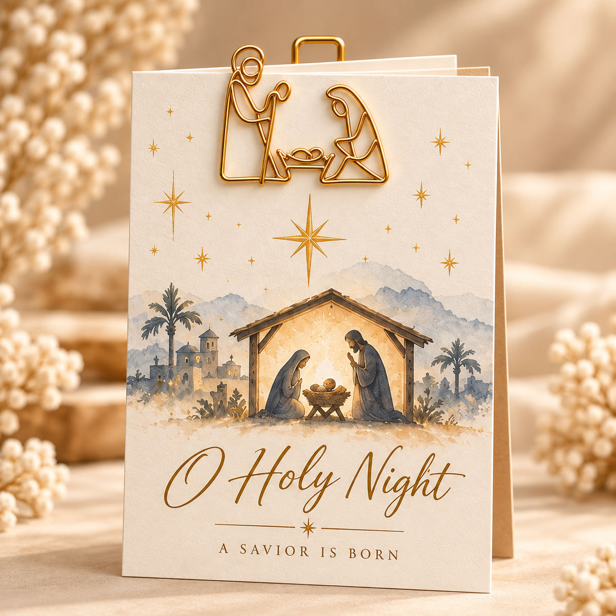 Faith-Inspired Christian Greeting Cards with Gold Scripture Paper Clips