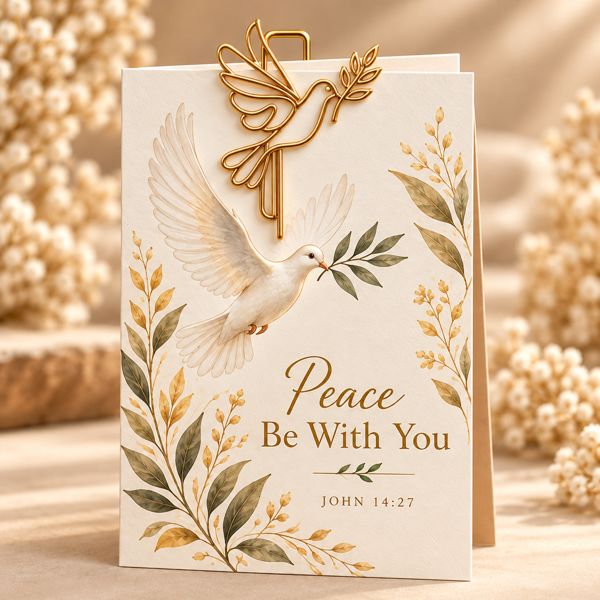 Faith-Inspired Christian Greeting Cards with Gold Scripture Paper Clips