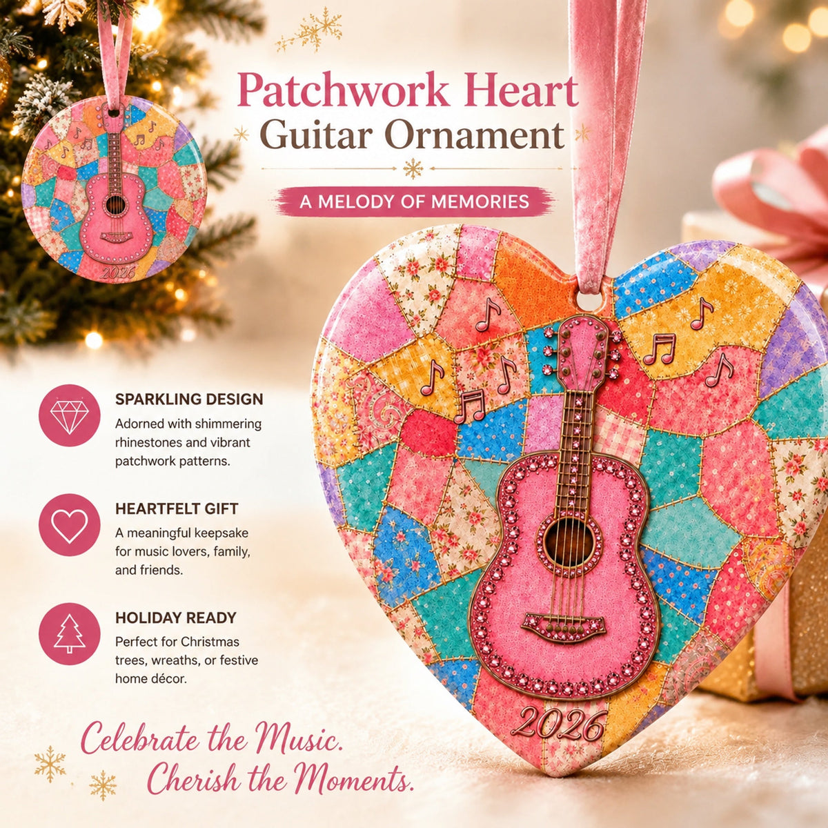 🎅 🎅 2026 Christmas Gift 50% OFF--🎸 Pink Guitar Memorial Heart Ornament