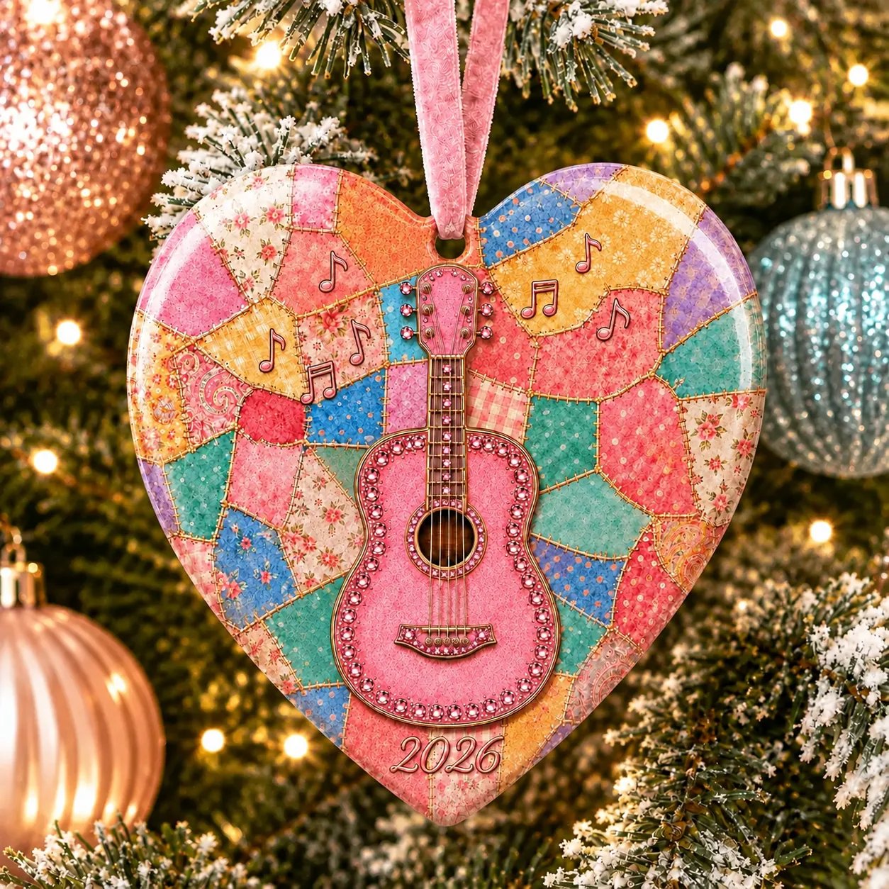 🎅 🎅 2026 Christmas Gift 50% OFF--🎸 Pink Guitar Memorial Heart Ornament