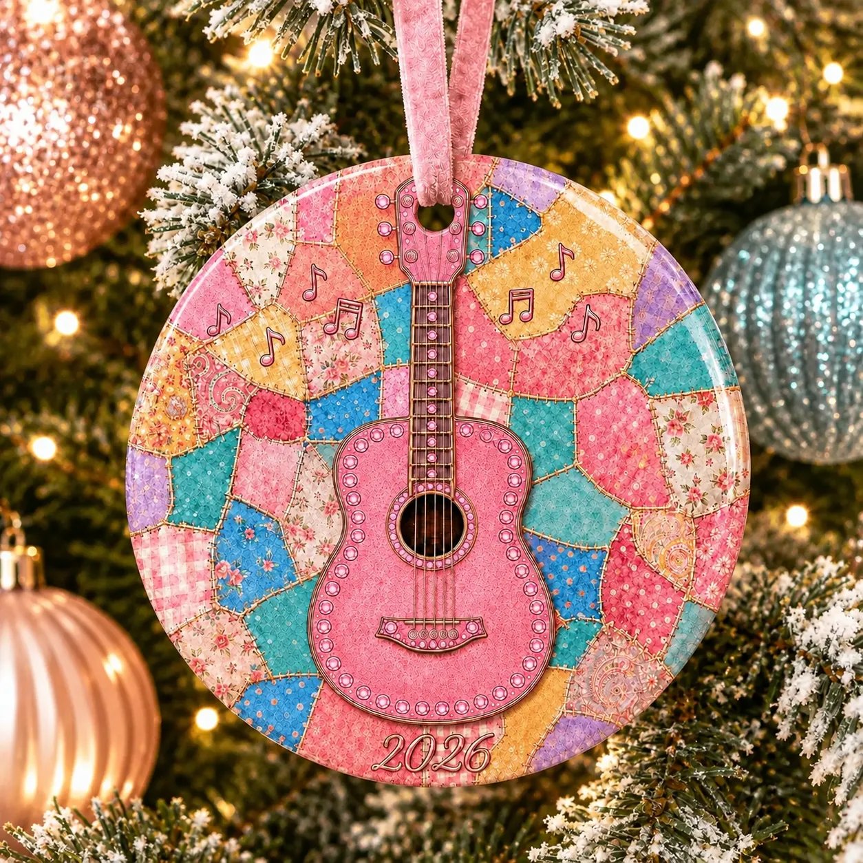 🎅 🎅 2026 Christmas Gift 50% OFF--🎸 Pink Guitar Memorial Heart Ornament