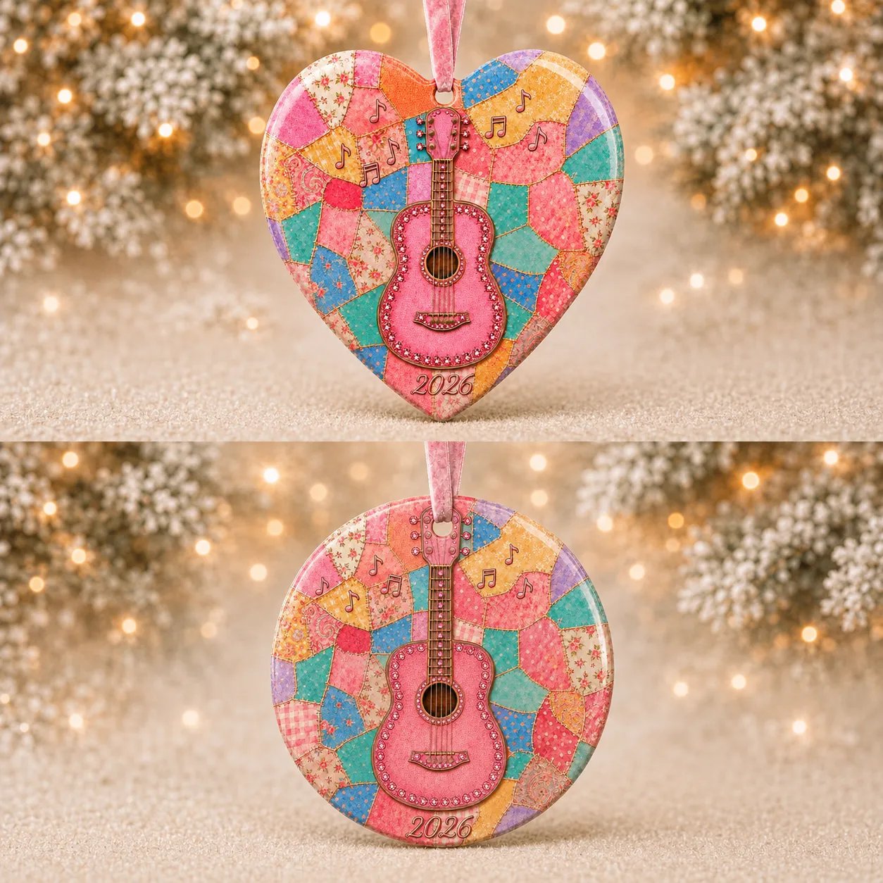 🎅 🎅 2026 Christmas Gift 50% OFF--🎸 Pink Guitar Memorial Heart Ornament