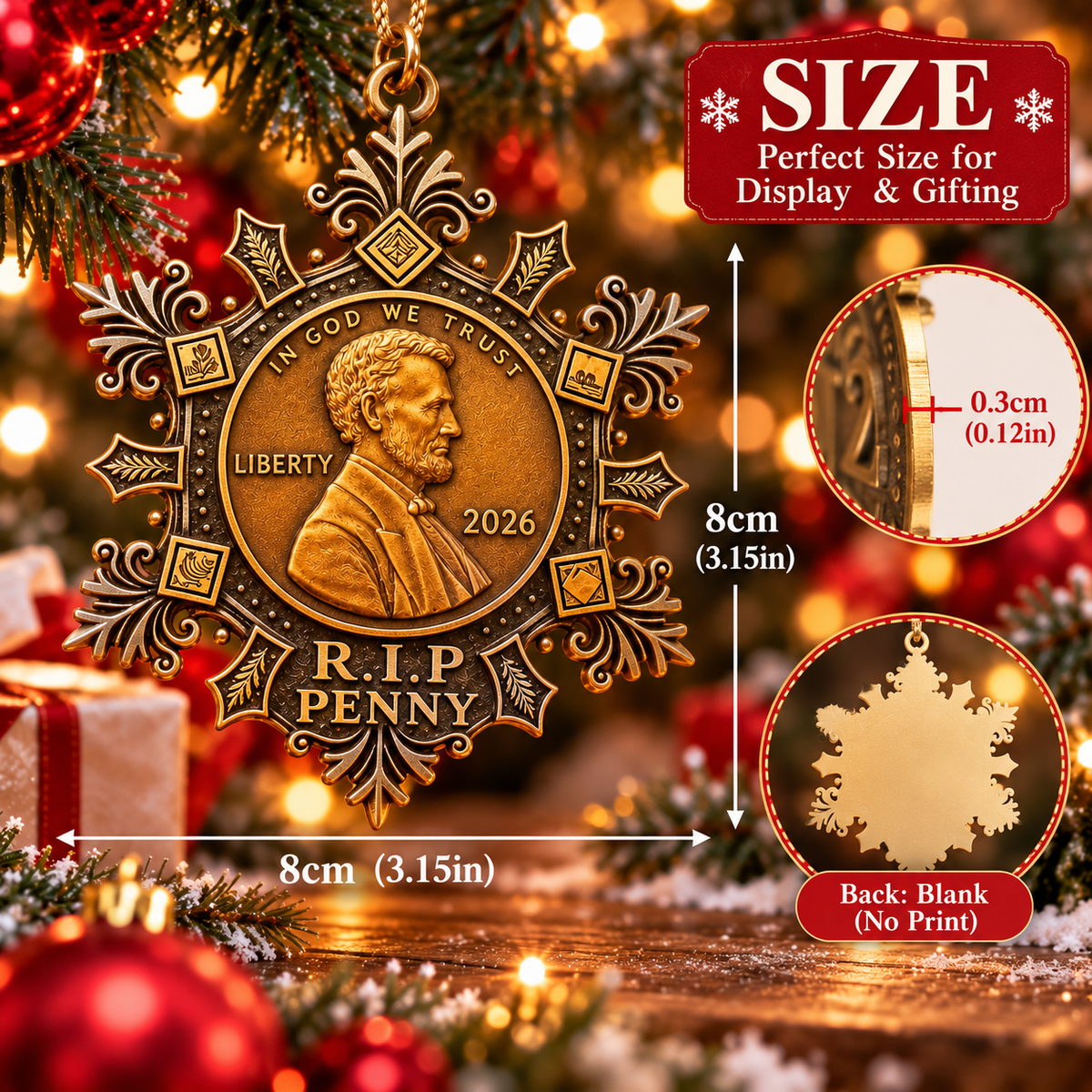 ✨ R.I.P. Penny 2026 Snowflake Ornament – A Tribute to the End of an American Era