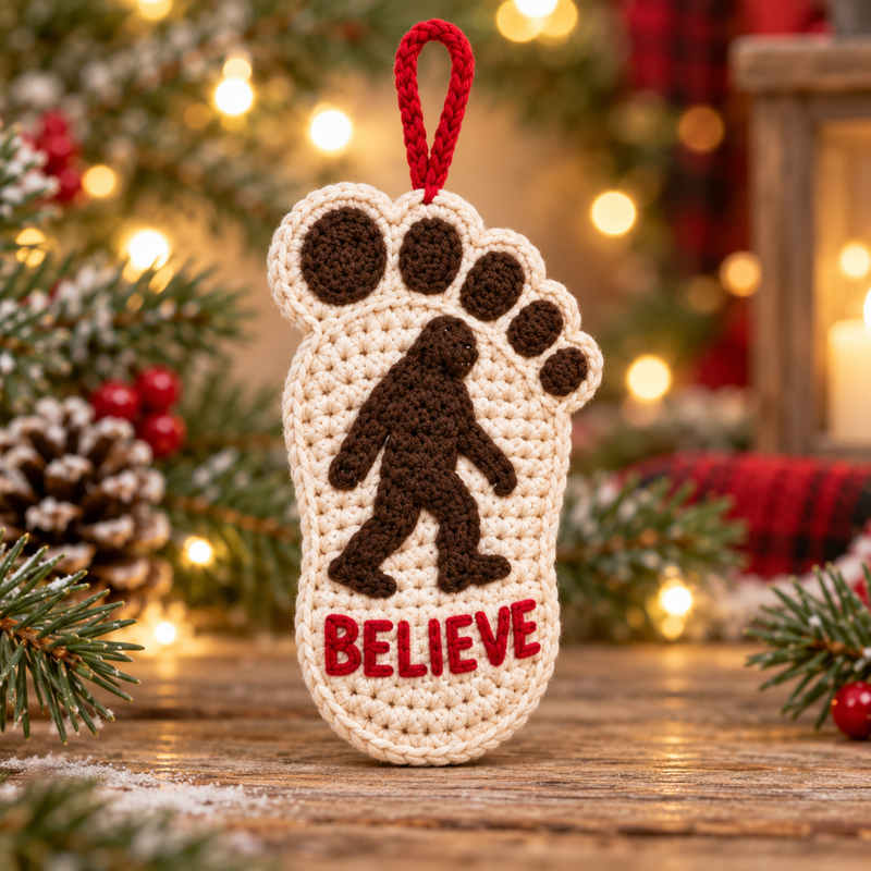 Believe Bigfoot Christmas ornament