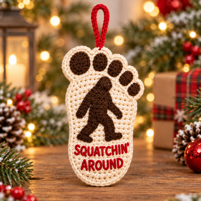 Squatchin Around Bigfoot Christmas ornament
