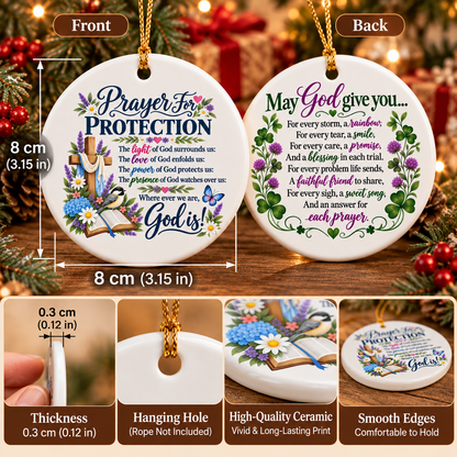 ⏳ Last Day 50% OFF –✝️ Prayer for Protection Double-Sided Ceramic Ornament