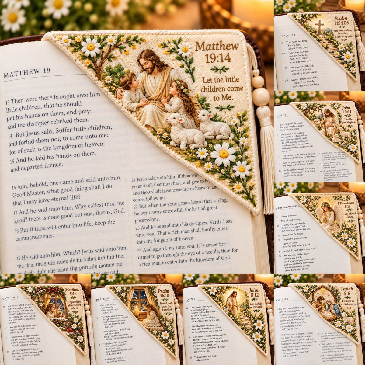 ✝️ Embroidered Bible Corner Bookmarks