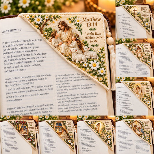✝️ Embroidered Bible Corner Bookmarks