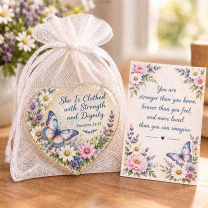✝️ Christian Faith Heart Keepsake with Prayer Card & Organza Bag