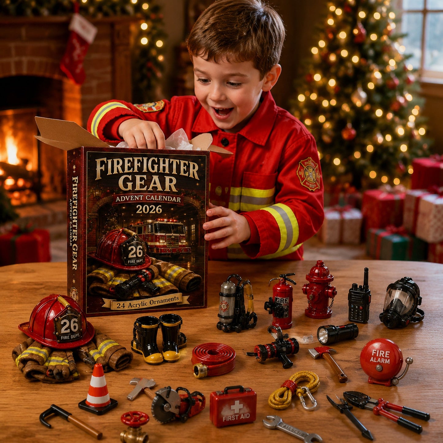 Firefighter Gear Advent Calendar 2026 - 24-Day Festive Countdown, Acrylic Charms Blind Box