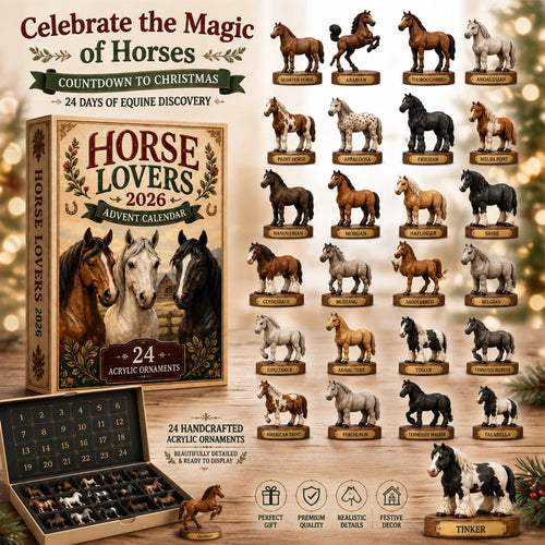 Horse Lovers Advent Calendar 2026 - 24-Day Festive Countdown, Acrylic Charms Blind Box