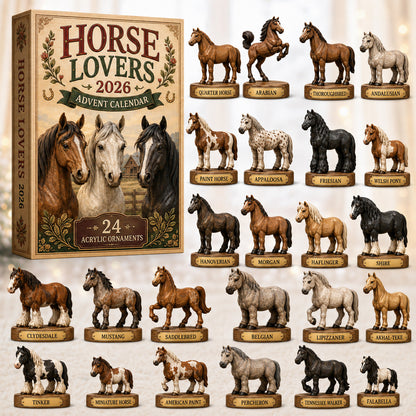 Horse Lovers Advent Calendar 2026 - 24-Day Festive Countdown, Acrylic Charms Blind Box