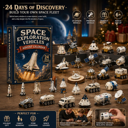 Space Exploration Vehicles Advent Calendar 2026 - 24-Day Festive Countdown, Acrylic Charms Blind Box