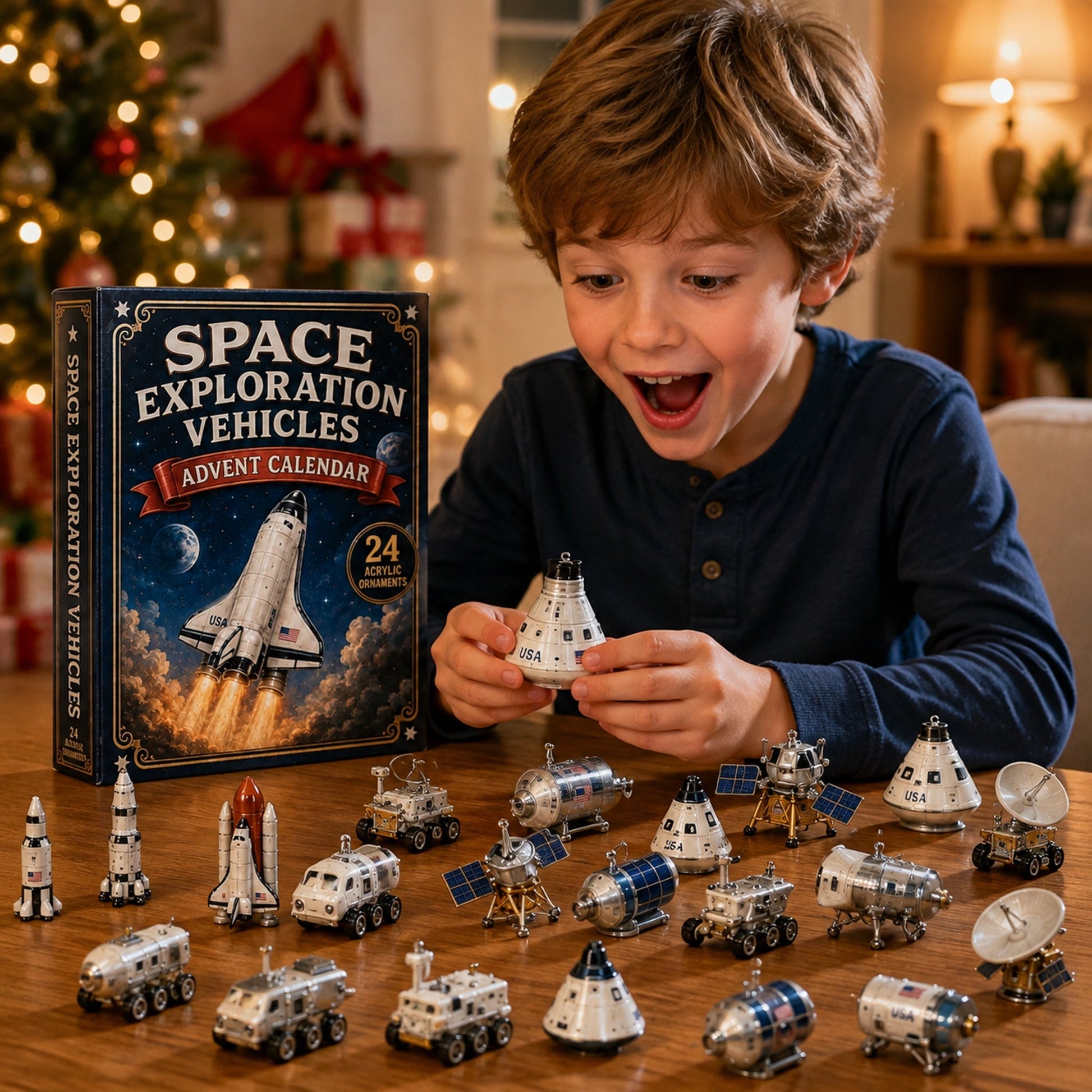 Space Exploration Vehicles Advent Calendar 2026 - 24-Day Festive Countdown, Acrylic Charms Blind Box