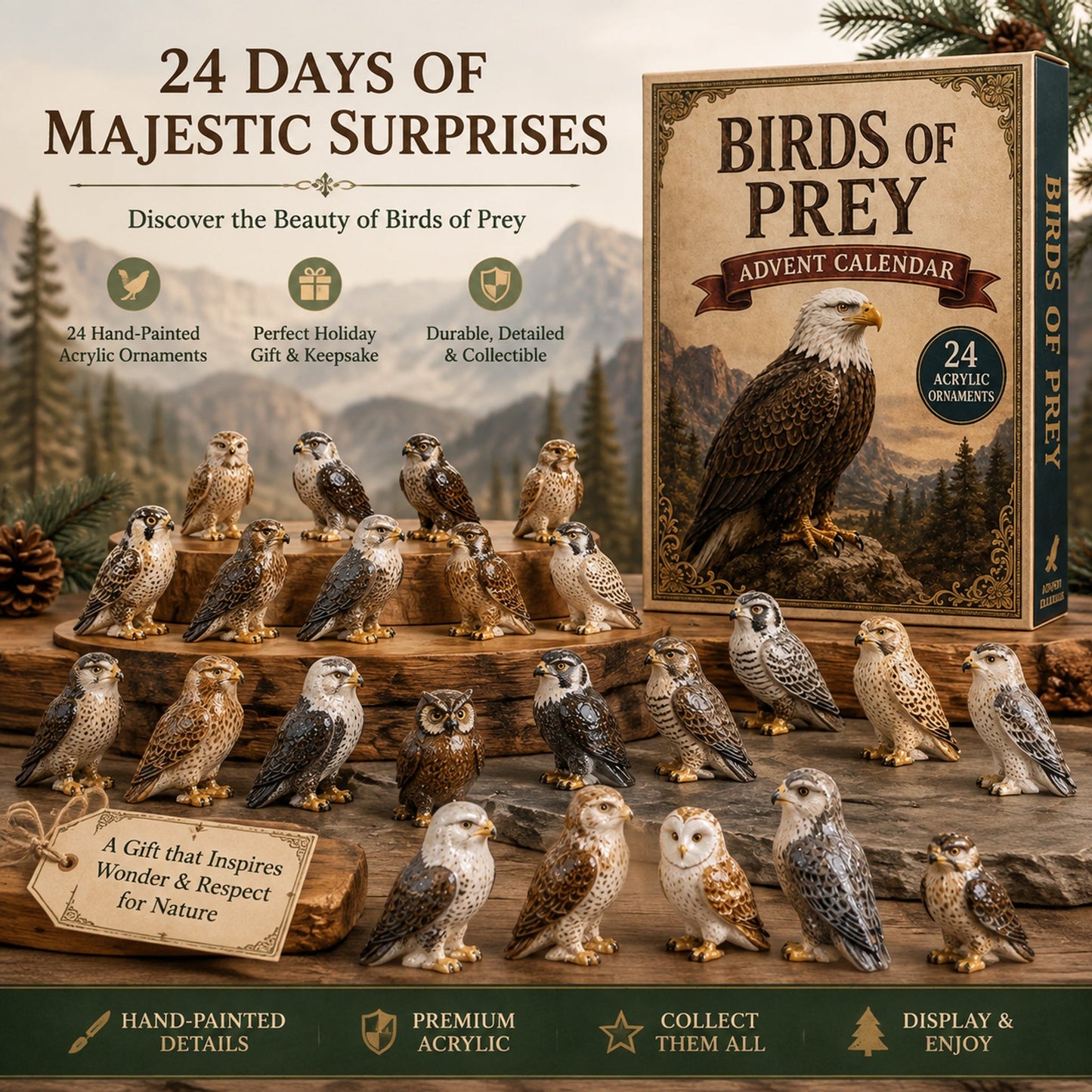 Birds Of Prey Advent Calendar 2026 - 24-Day Festive Countdown, Acrylic Charms Blind Box