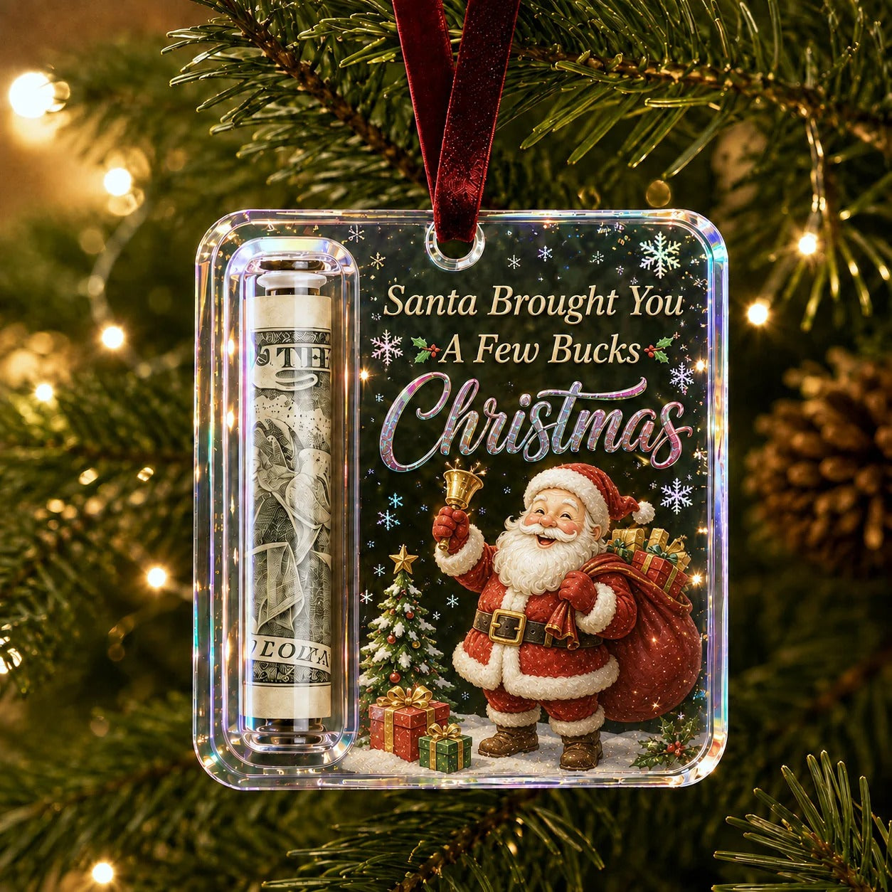 Santa Christmas Cash Gift Ornament