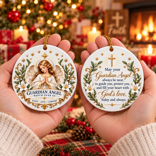 Christian Faith Ceramic Ornament – Double-Sided Keepsake for Peace, Comfort & Daily Blessings