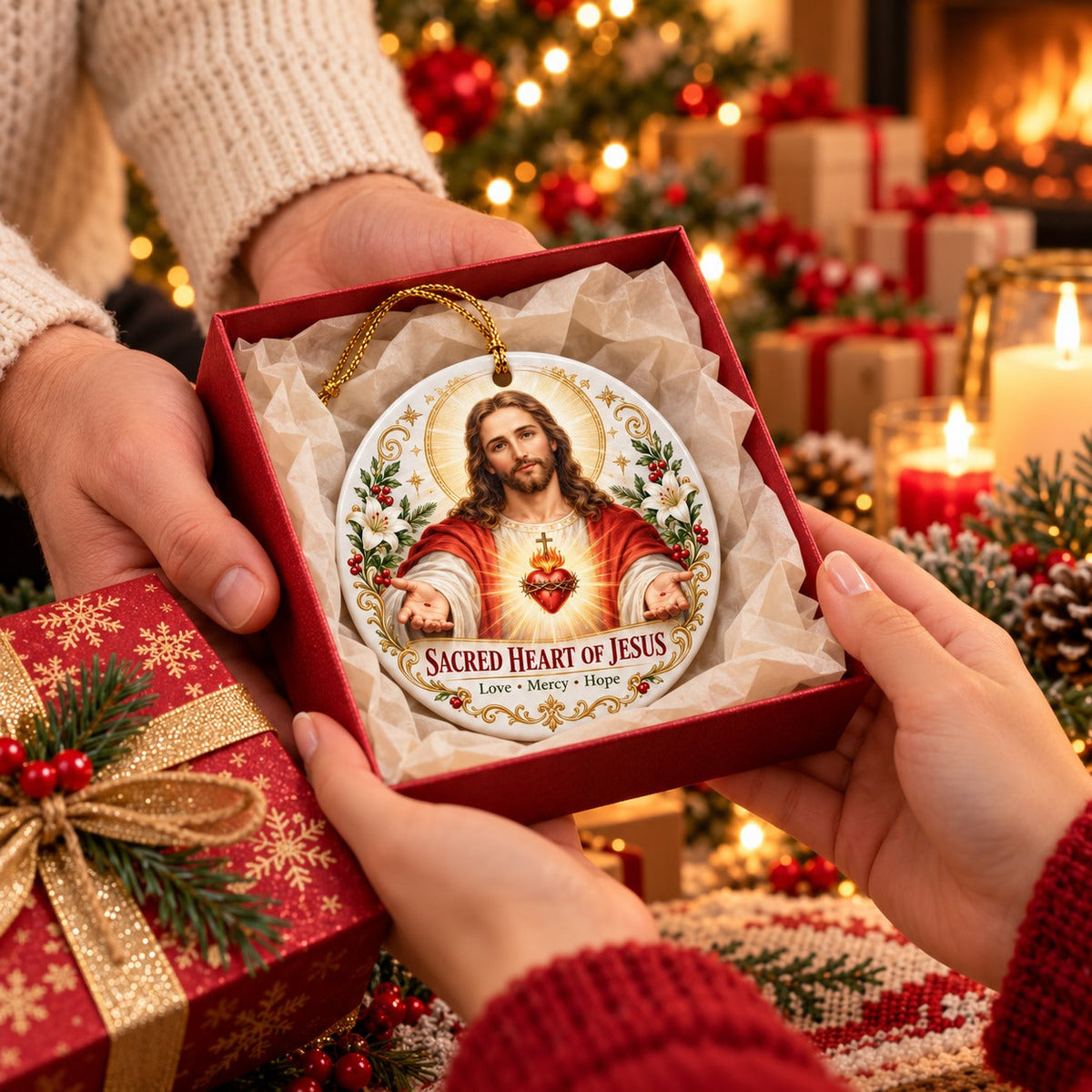 Christian Faith Ceramic Ornament – Double-Sided Keepsake for Peace, Comfort & Daily Blessings