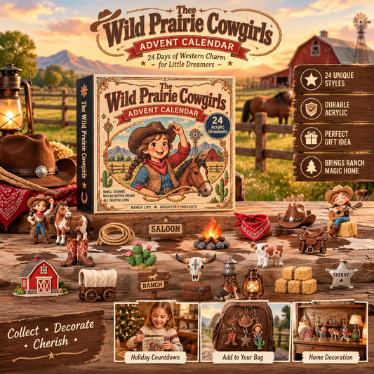 Wild Prairie Cowgirls Advent Calendar 2026 - 24-Day Festive Countdown, Acrylic Charms Blind Box