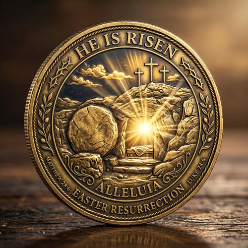 He Is Risen / Lamb of God Commemorative Coin – Easter Resurrection Faith Coin