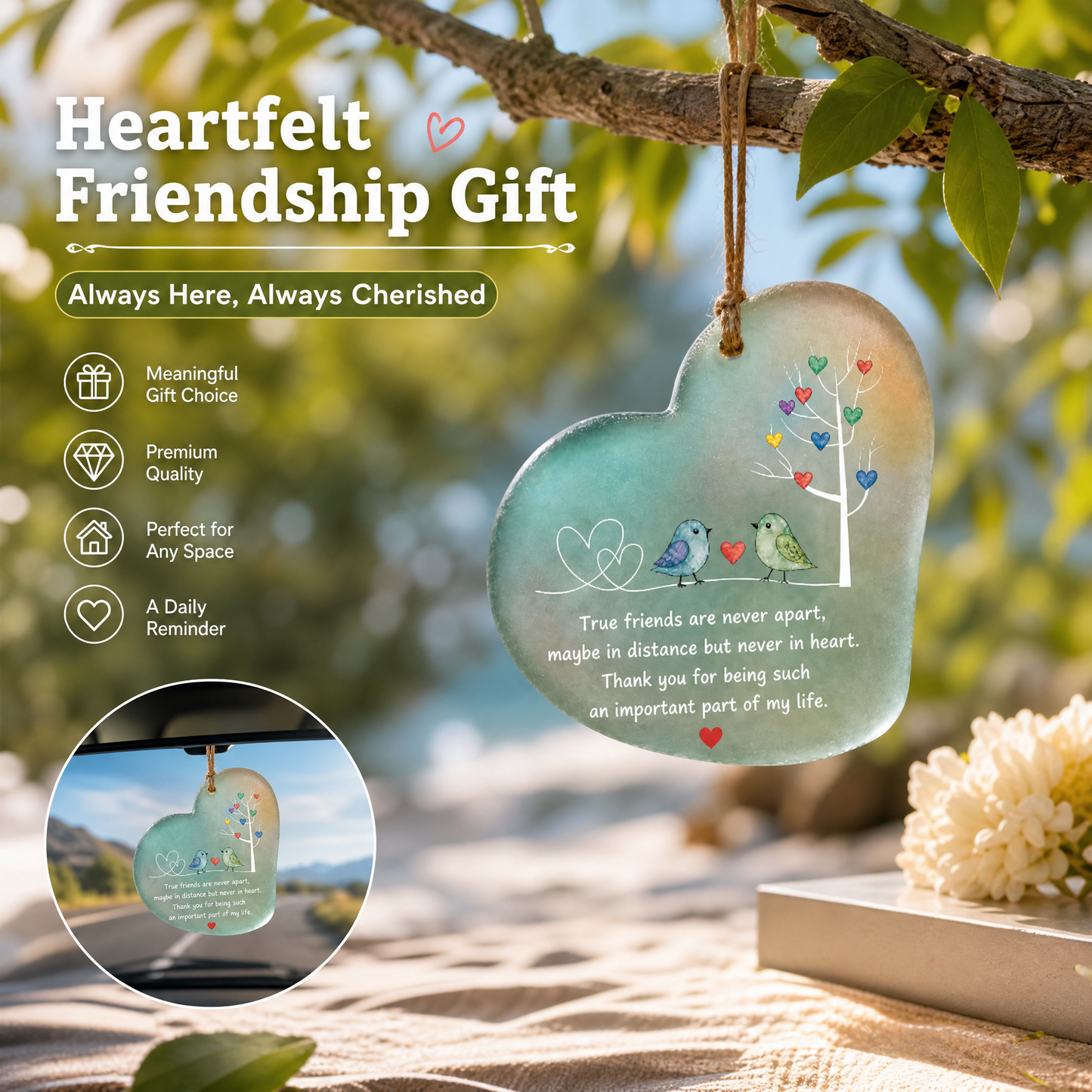 Heartfelt Friendship Seaglass Ornament Gift