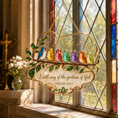 Psalm 89:1 Songbird Window Hanging Suncatcher