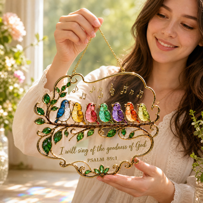 Psalm 89:1 Songbird Window Hanging Suncatcher