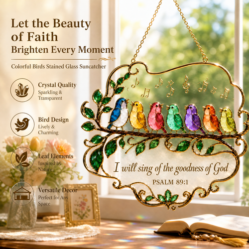 Psalm 89:1 Songbird Window Hanging Suncatcher