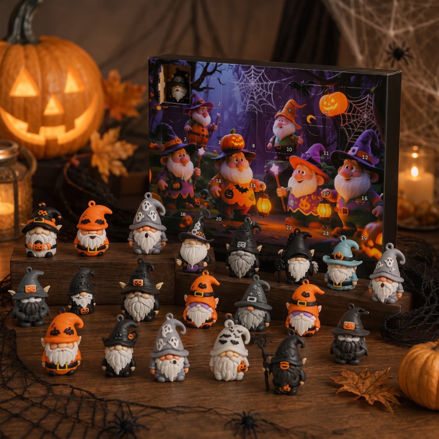 🎃 Last Day 50% OFF - 24 Days of Halloween Gnome Surprise Figures Advent Calendar Box