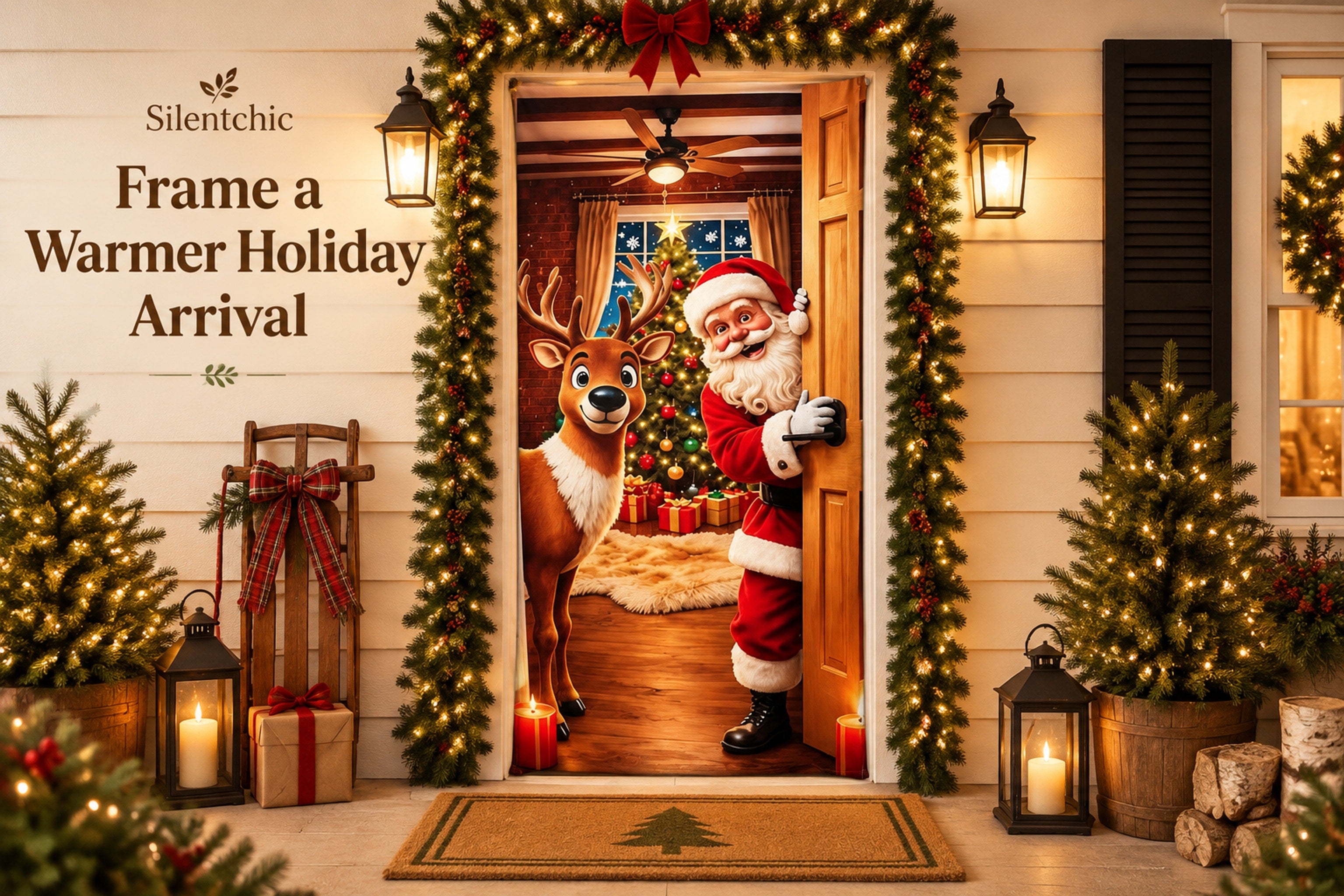 An undecorated home entryway before seasonal styling
