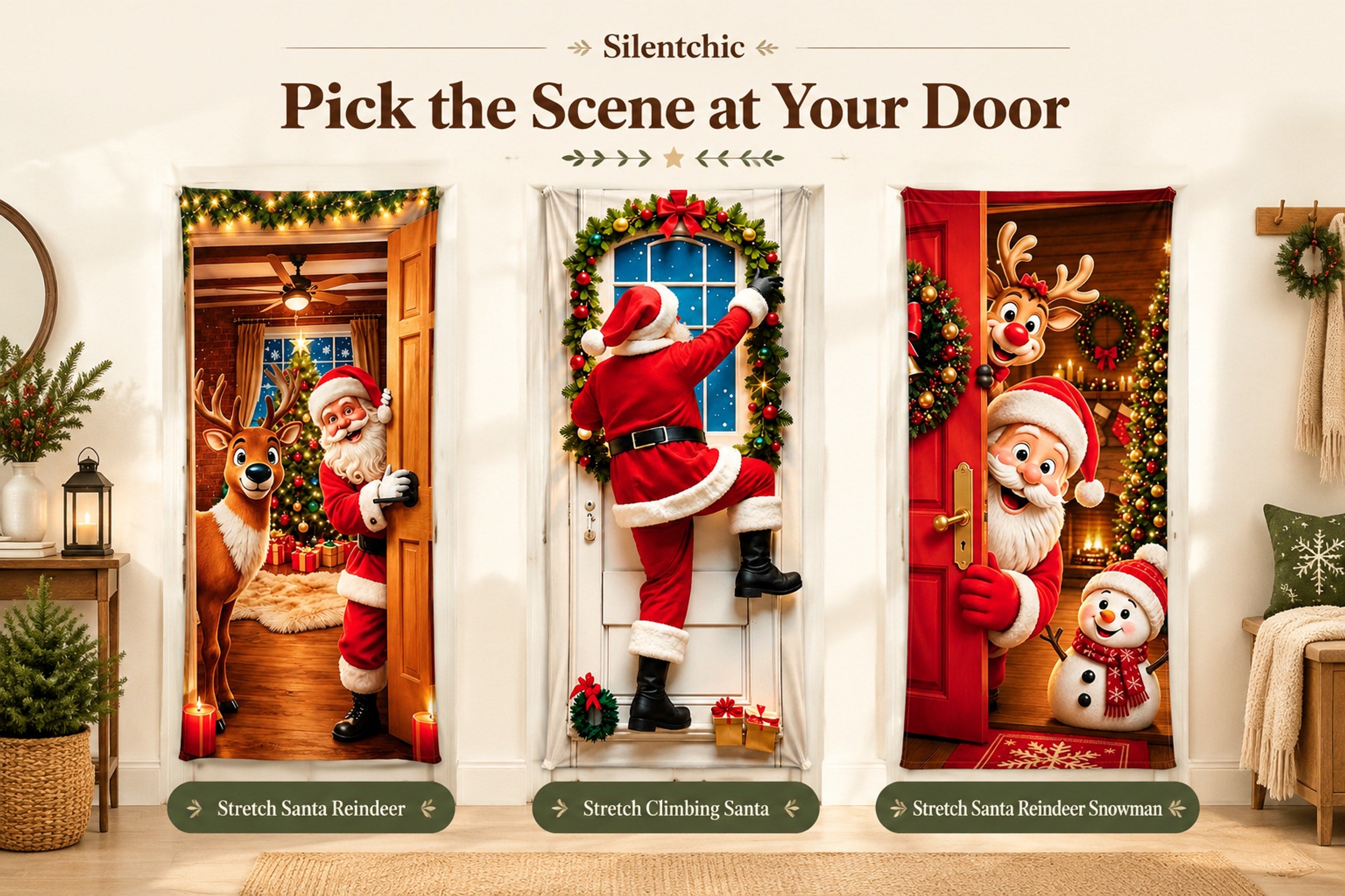 Small seasonal decorations that do not create a full-door holiday scene