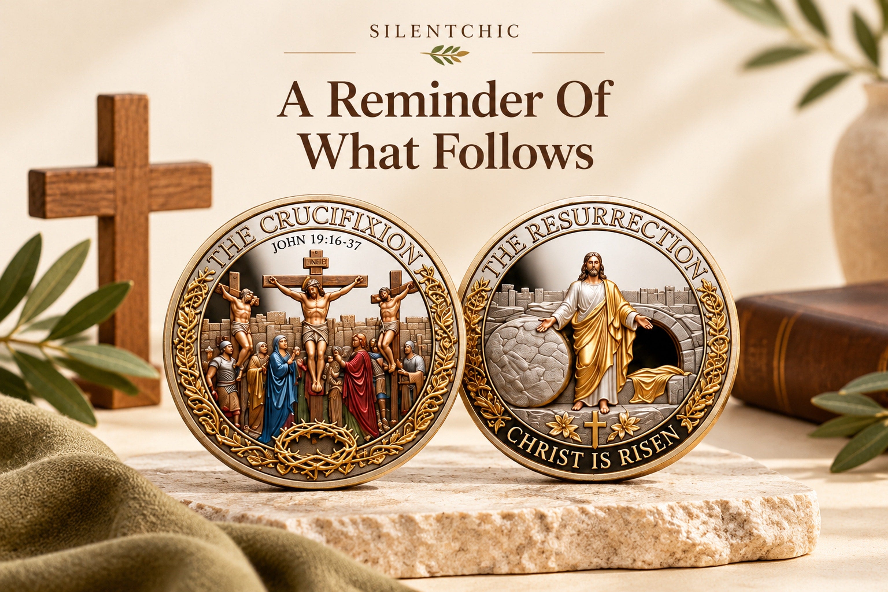 A simple gift moment centered on a visible Christian message
